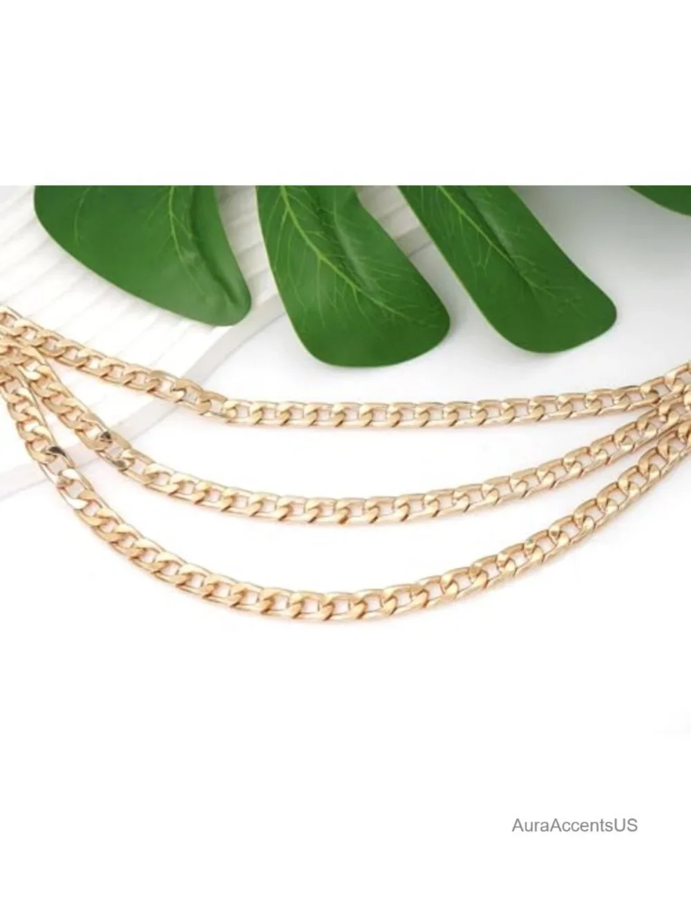 Skinny Stretch Chain Belt Metal Elastic Waist Belt Multilayer Thin Belt for